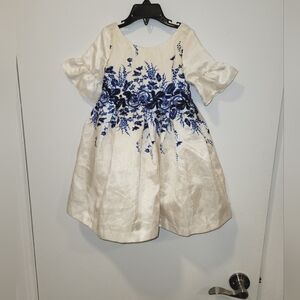 Janie And Jack Cream And Blue Floral Dress Size 2T